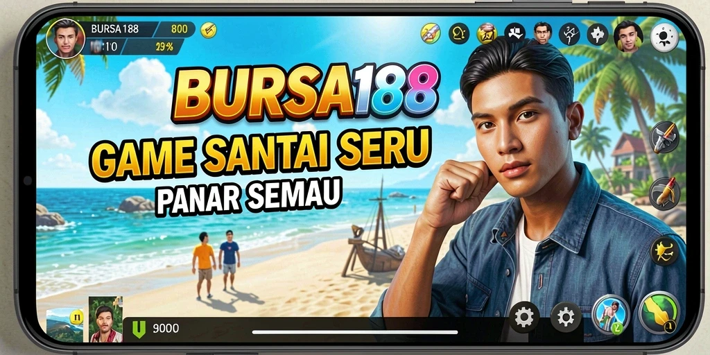 Tampilan gameplay BURSA188 yang ceria dan sederhana.