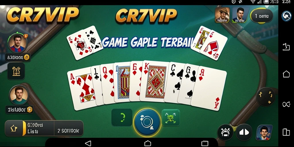 Tampilan gameplay seru dalam CR7VIP yang menampilkan kartu Gaple.