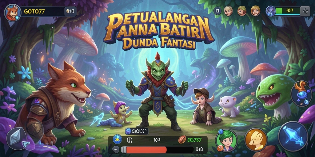 Screenshot utama GOTO77 menampilkan petualangan mendebarkan di dunia fantasi.
