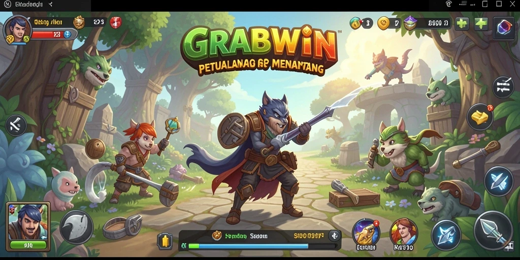 Tampilan menarik dari gameplay RPG di GRABWIN.