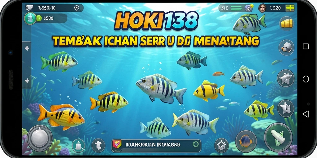 Tampilan gameplay HOKI138 yang menarik dengan berbagai ikan berwarna-warni.