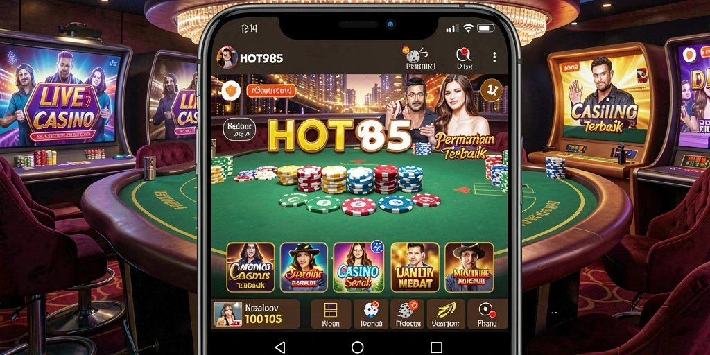 Screenshot HOT985 menunjukkan dealer langsung dalam permainan roulette.