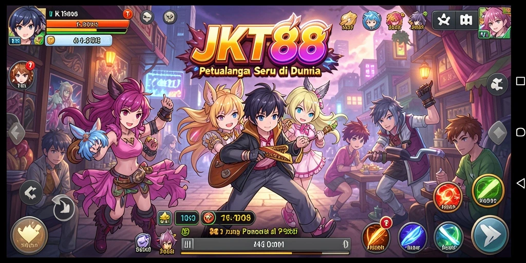 Tampilan gameplay menakjubkan di JKT88 dengan karakter anime yang ikonik.