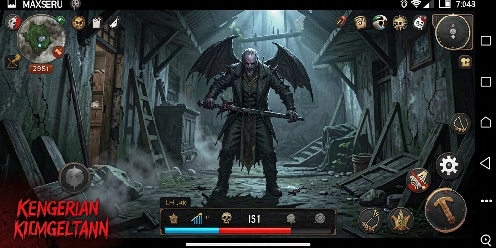 Tangkapan layar gameplay <strong>MAXSERU</strong> menampilkan suasana Horror yang mencekam dan menegangkan.