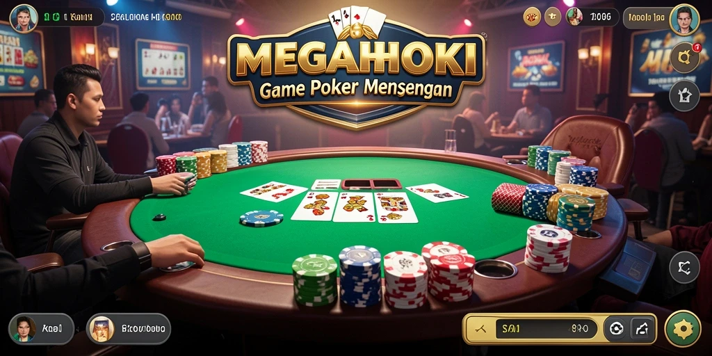 Tampilan menarik dari gameplay Poker di MEGAHOKI.