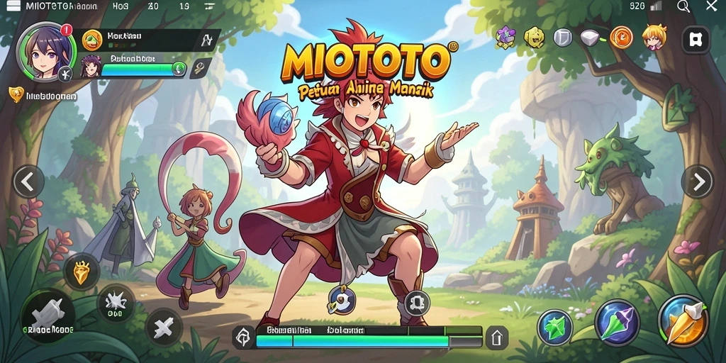 Tampilan screenshot MIOTOTO menampilkan aksi petualangan karakter Anime.