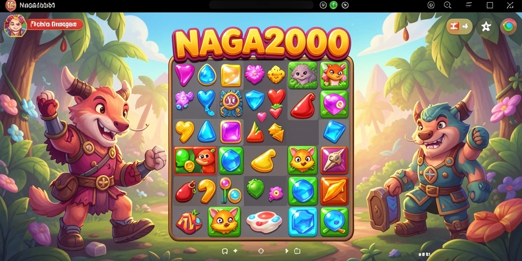 Screenshot NAGA2000 menampilkan aksi gameplay Match-3 yang menarik.