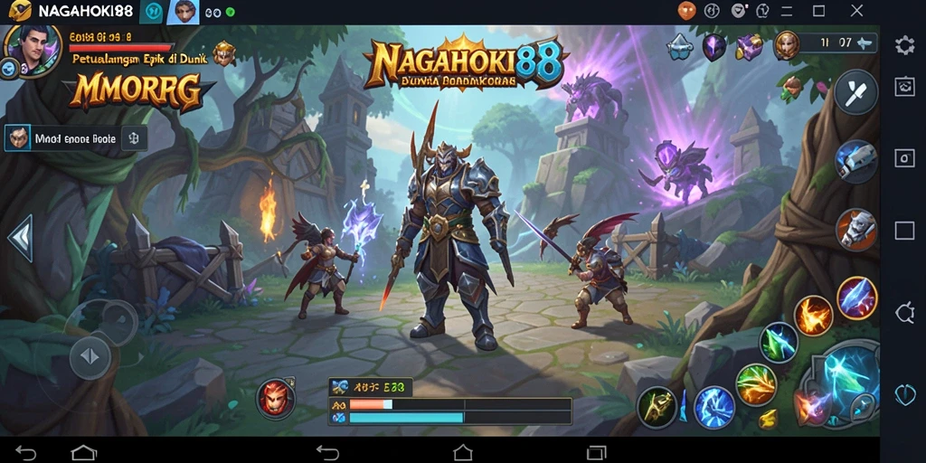Gambaran gameplay penuh aksi di dunia MMORPG NAGAHOKI88.