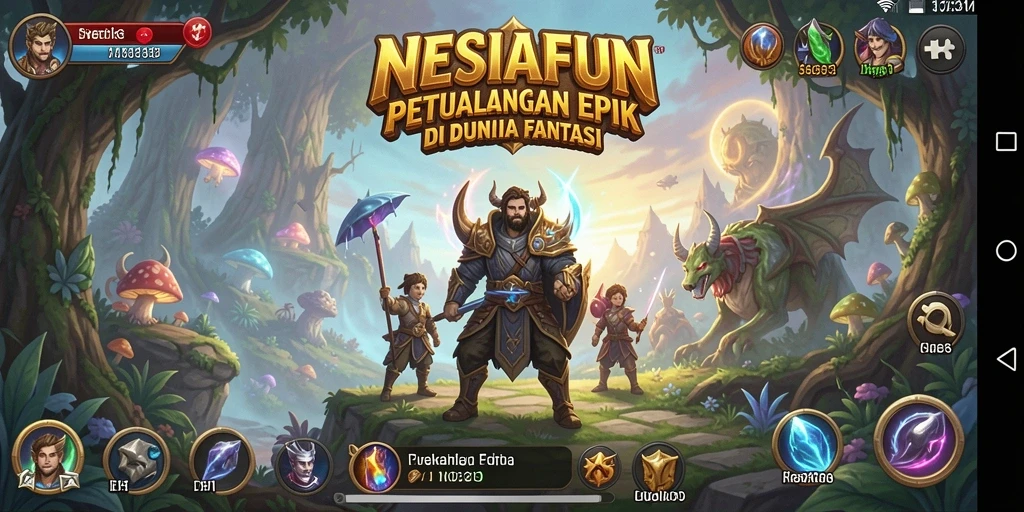 Tangkapan layar utama NESIAFUN menampilkan aksi seru dalam dunia RPG.