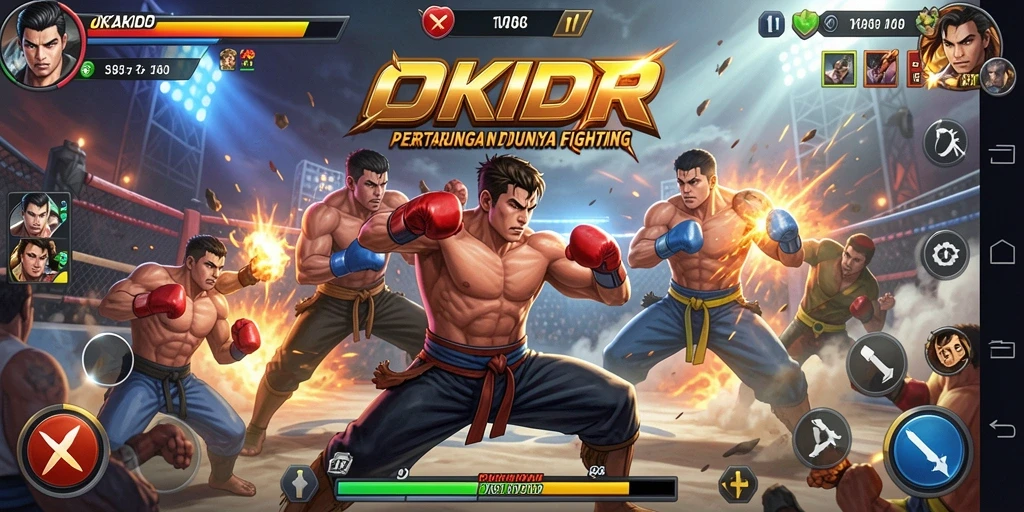 Gameplay Fighting yang seru dan menghibur dalam OKIDR.