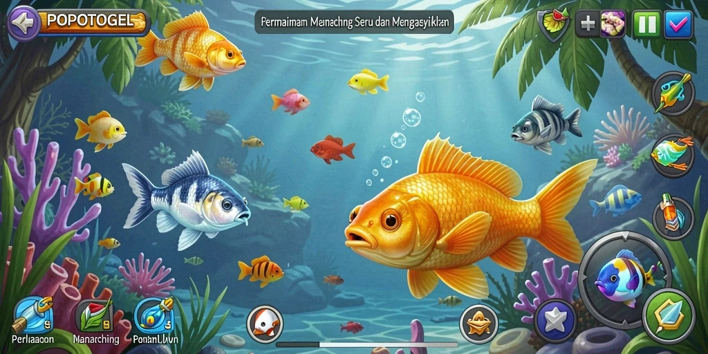 Tampilan gameplay dengan aksi memancing yang seru di <strong>POPOTOGEL</strong>.