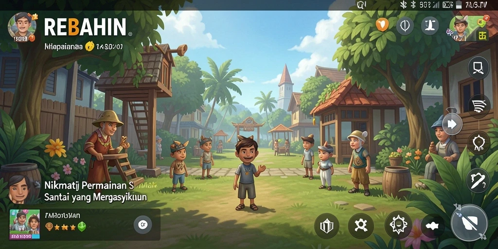 Tangkapan layar menunjukkan gameplay santai dan menyenangkan di REBAHIN.