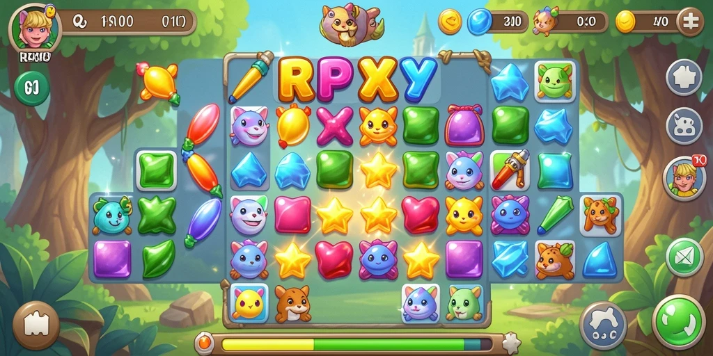 Menampilkan gameplay menarik dari RPYYY dengan tantangan Match-3.