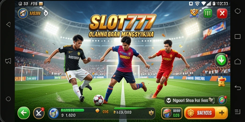 Tampilan antarmuka gameplay olahraga yang dinamis dan interaktif.