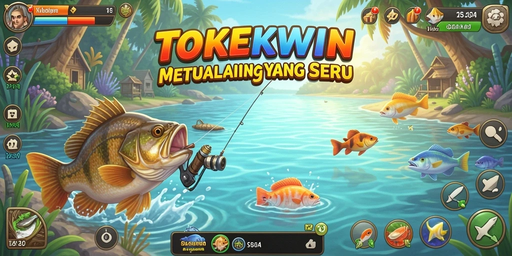 Screenshot gameplay TOKEKWIN menampilkan aksi memancing yang seru dan alami.