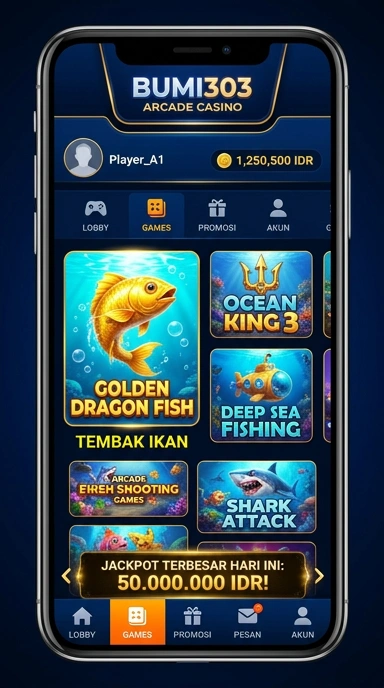Tampilan antarmuka pengguna aplikasi bumi303 yang menarik.